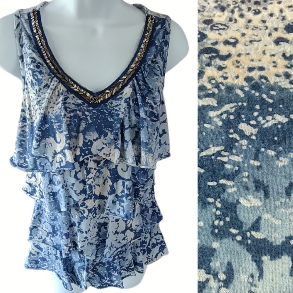 Relativity Ruffle Sleeveless V-neck Top Size S